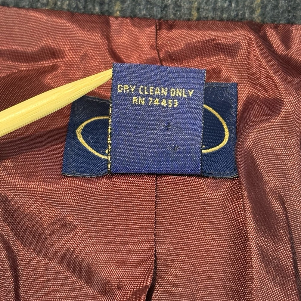Chelsea Campbell Womens Wool Blend Blazer 8 Petite  Navy Plaid Vintage Preppy - Picture 5 of 10
